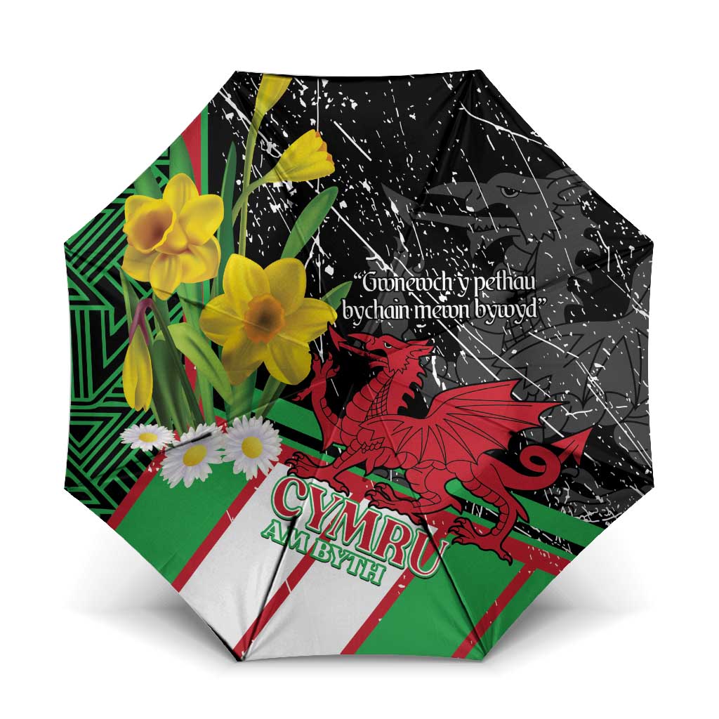 Wales Saint David's Day Umbrella Cymru Am Byth Welsh Dragon - Wonder Print Shop