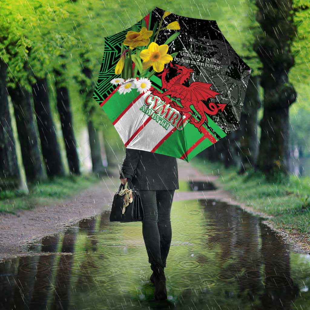 Wales Saint David's Day Umbrella Cymru Am Byth Welsh Dragon - Wonder Print Shop
