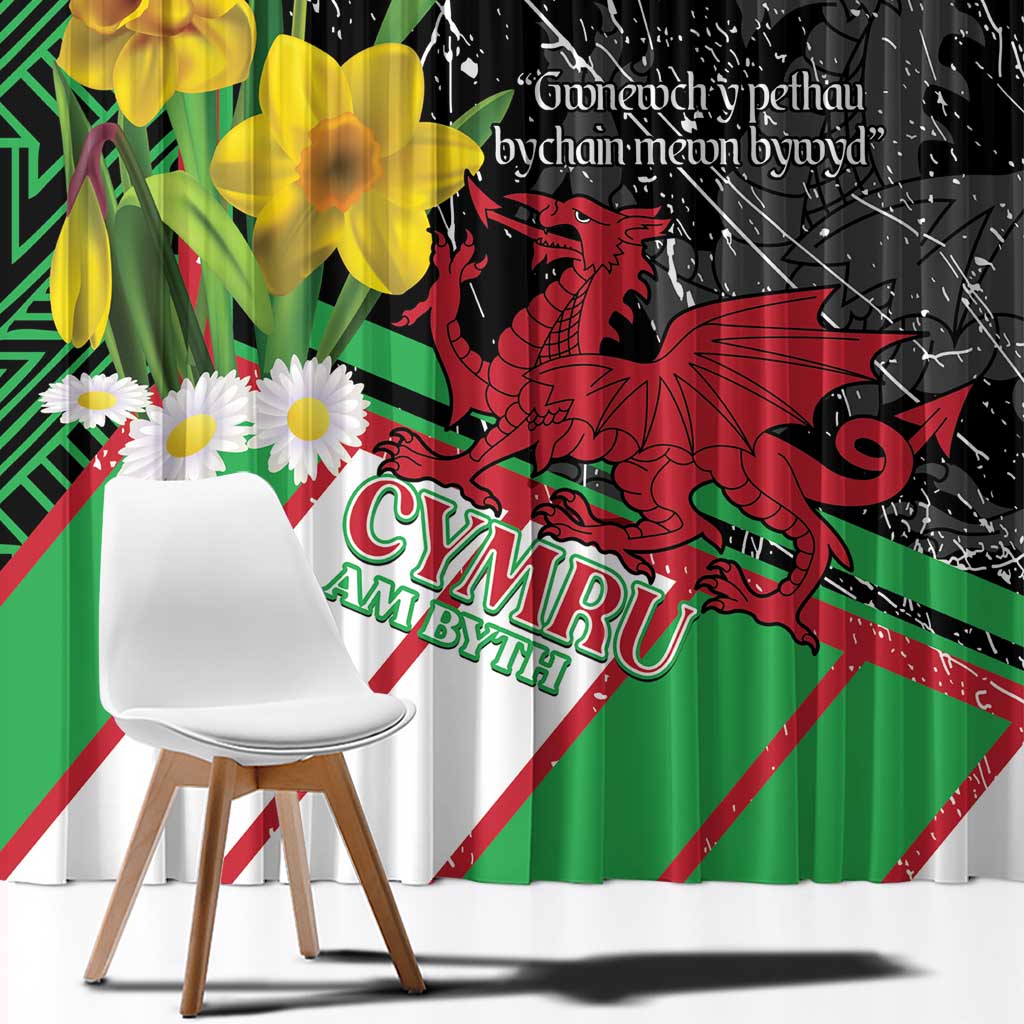 Wales Saint David's Day Window Curtain Cymru Am Byth Welsh Dragon - Wonder Print Shop