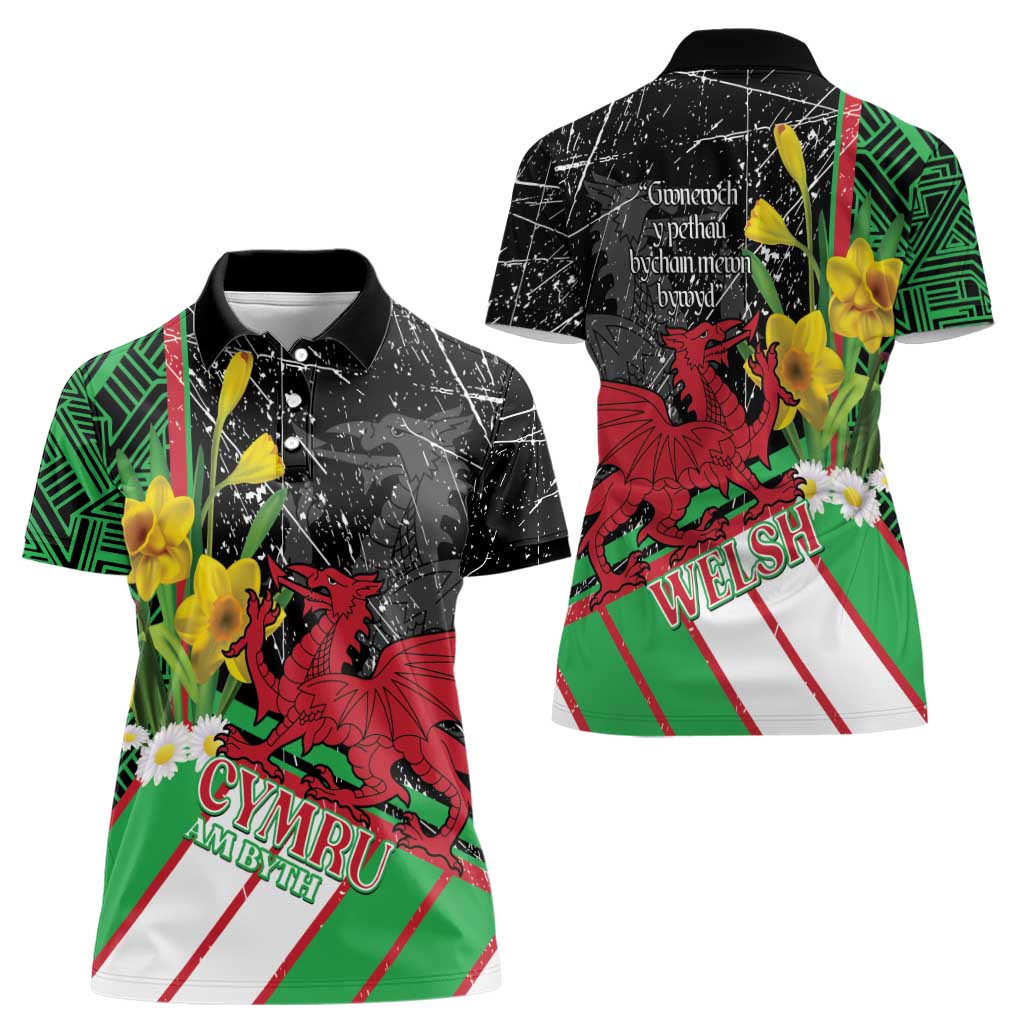Wales Saint David's Day Women Polo Shirt Cymru Am Byth Welsh Dragon - Wonder Print Shop
