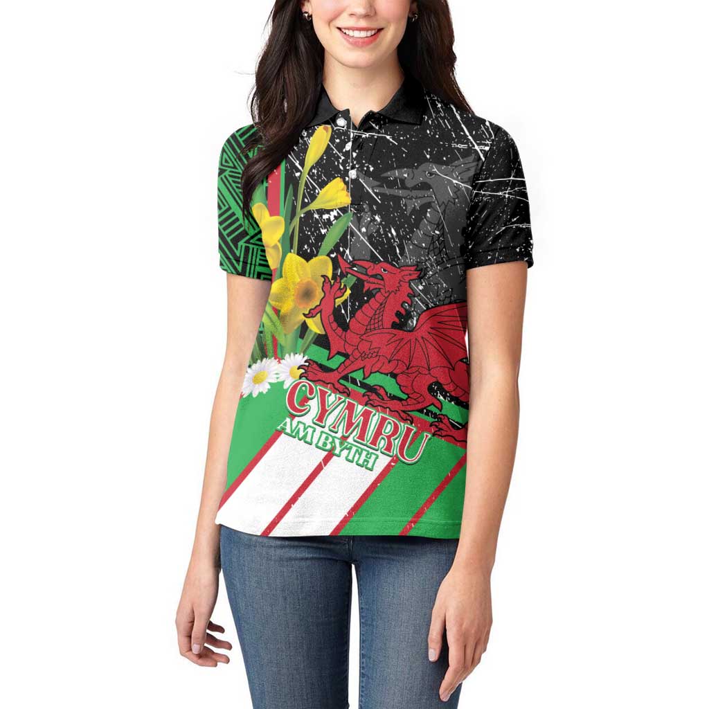 Wales Saint David's Day Women Polo Shirt Cymru Am Byth Welsh Dragon - Wonder Print Shop