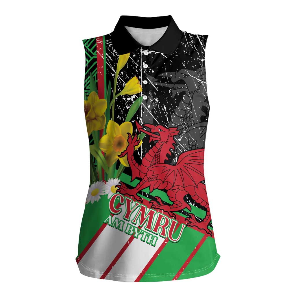 Wales Saint David's Day Women Sleeveless Polo Shirt Cymru Am Byth Welsh Dragon - Wonder Print Shop