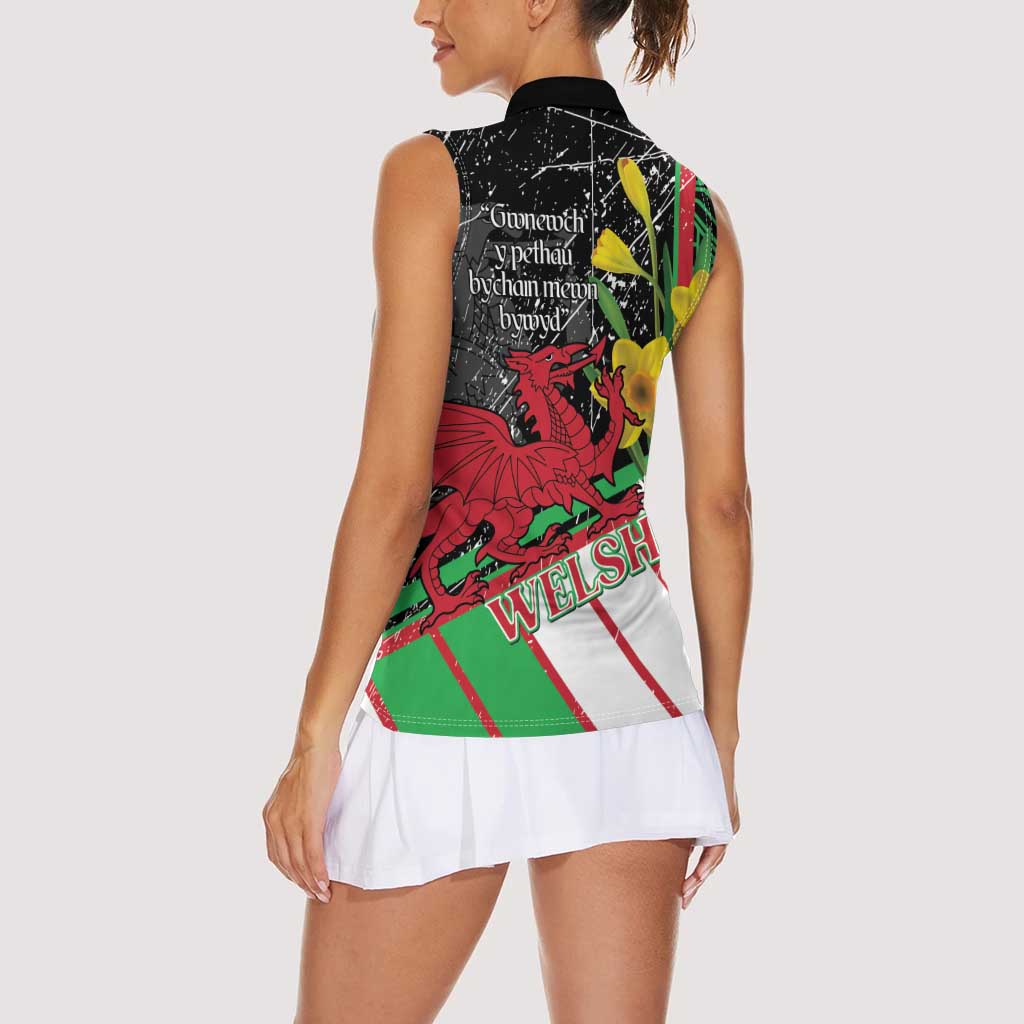 Wales Saint David's Day Women Sleeveless Polo Shirt Cymru Am Byth Welsh Dragon - Wonder Print Shop
