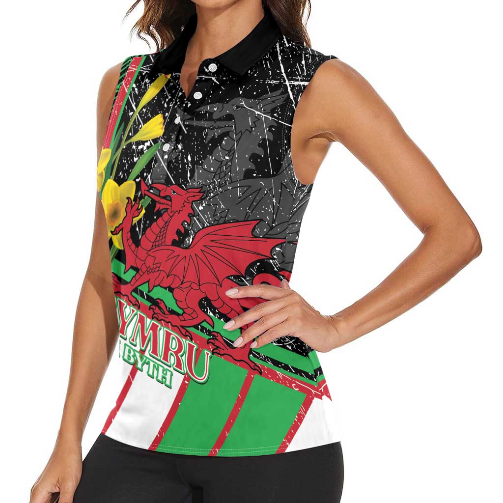 Wales Saint David's Day Women Sleeveless Polo Shirt Cymru Am Byth Welsh Dragon - Wonder Print Shop