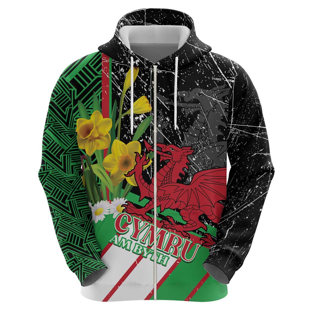 Wales Saint David's Day Zip Hoodie Cymru Am Byth Welsh Dragon - Wonder Print Shop