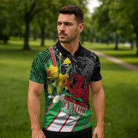Wales Saint David's Day Zipper Polo Shirt Cymru Am Byth Welsh Dragon - Wonder Print Shop