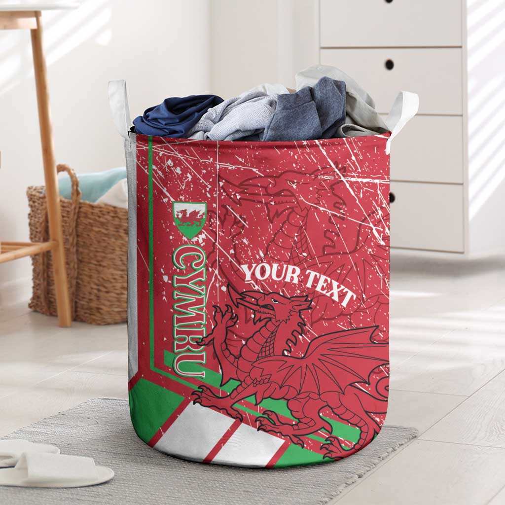Wales Football Custom Laundry Basket 2026 Come On Cymru Grunge Style - Wonder Print Shop