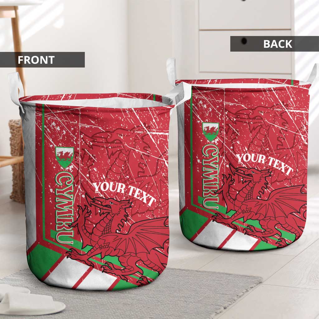 Wales Football Custom Laundry Basket 2026 Come On Cymru Grunge Style - Wonder Print Shop