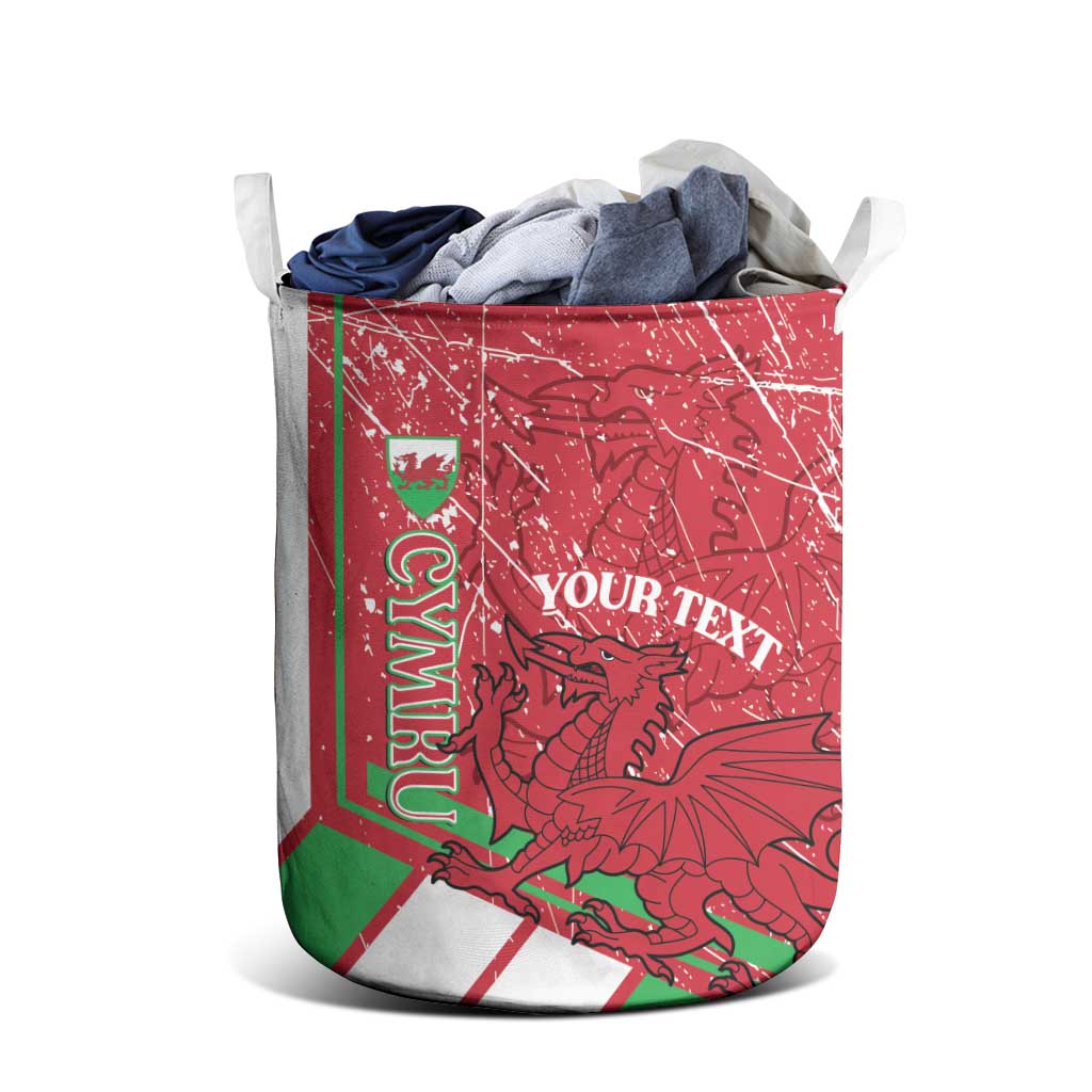 Wales Football Custom Laundry Basket 2026 Come On Cymru Grunge Style - Wonder Print Shop