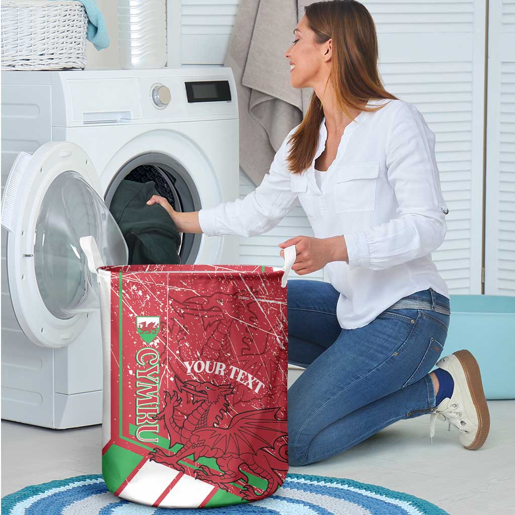Wales Football Custom Laundry Basket 2026 Come On Cymru Grunge Style - Wonder Print Shop