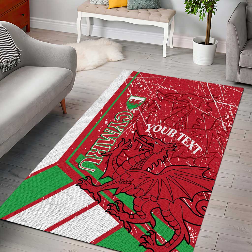 Wales Football Custom Area Rug 2026 Come On Cymru Grunge Style - Wonder Print Shop