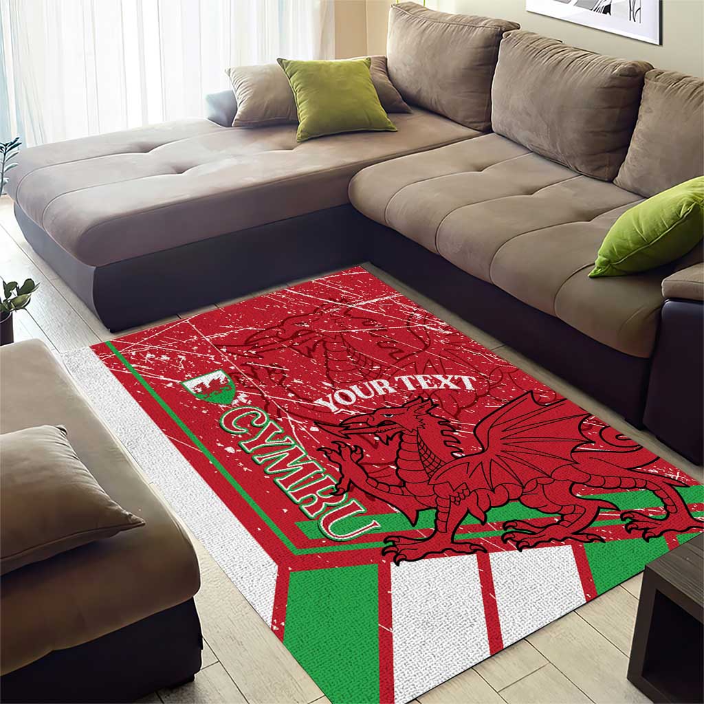Wales Football Custom Area Rug 2026 Come On Cymru Grunge Style - Wonder Print Shop