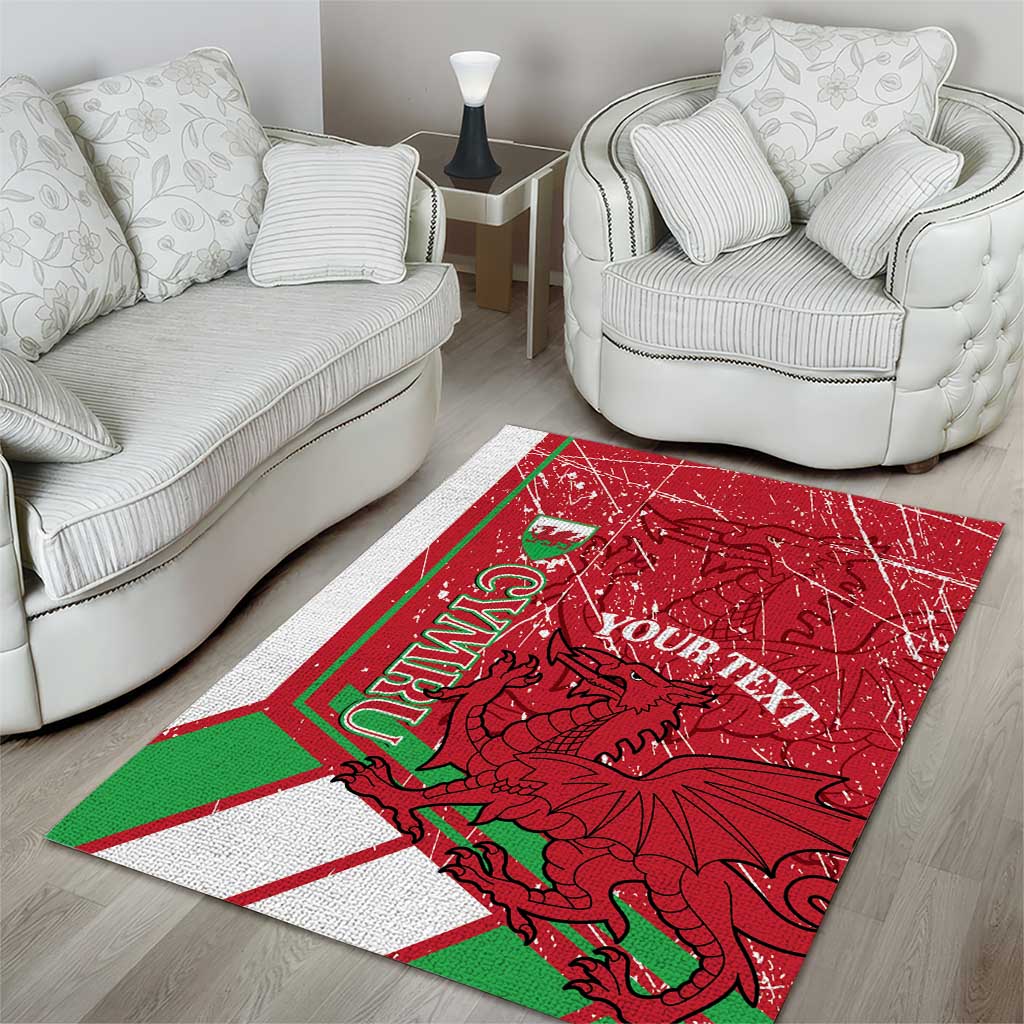 Wales Football Custom Area Rug 2026 Come On Cymru Grunge Style - Wonder Print Shop