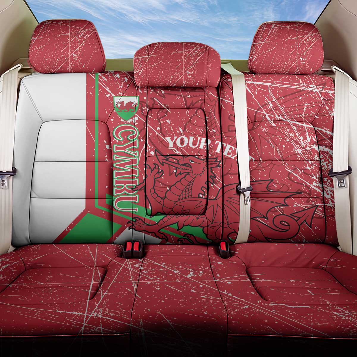 Wales Football Custom Back Car Seat Cover 2026 Come On Cymru Grunge Style - Wonder Print Shop