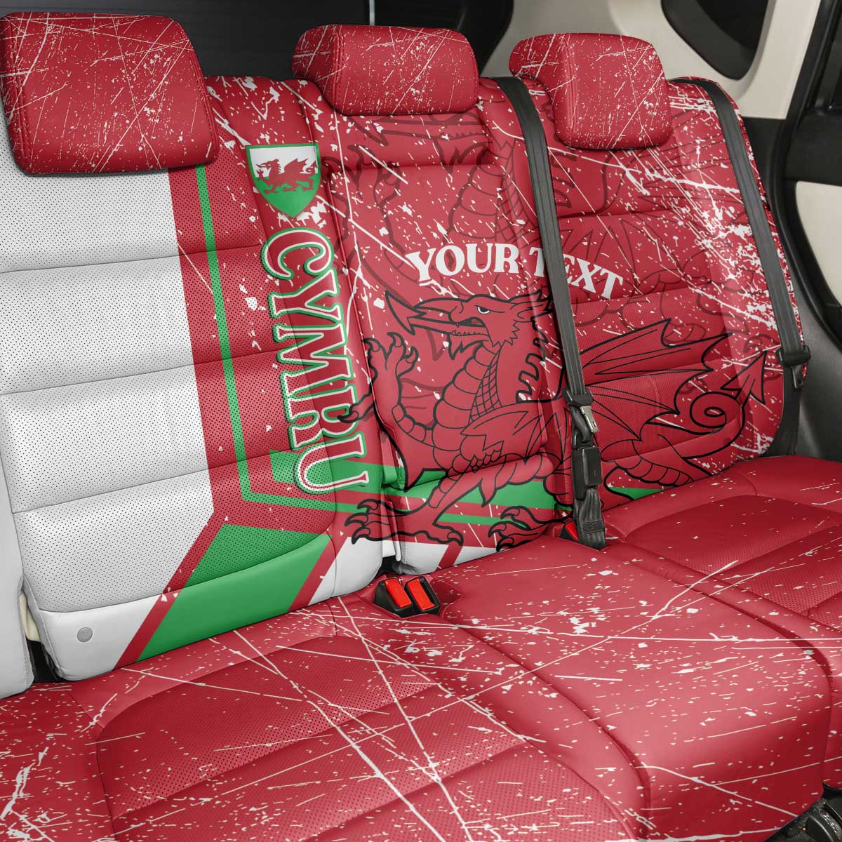 Wales Football Custom Back Car Seat Cover 2026 Come On Cymru Grunge Style - Wonder Print Shop