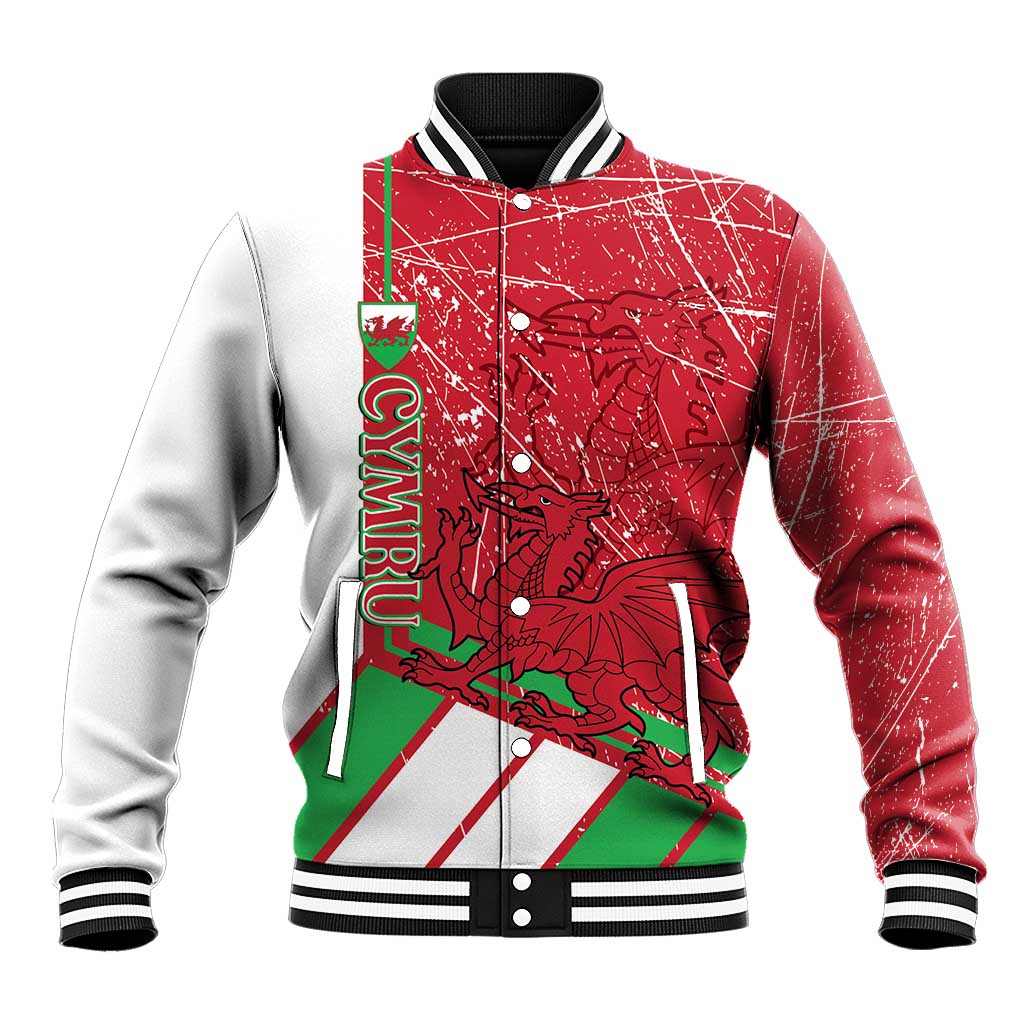 Wales Football Custom Baseball Jacket 2026 Come On Cymru Grunge Style - Wonder Print Shop