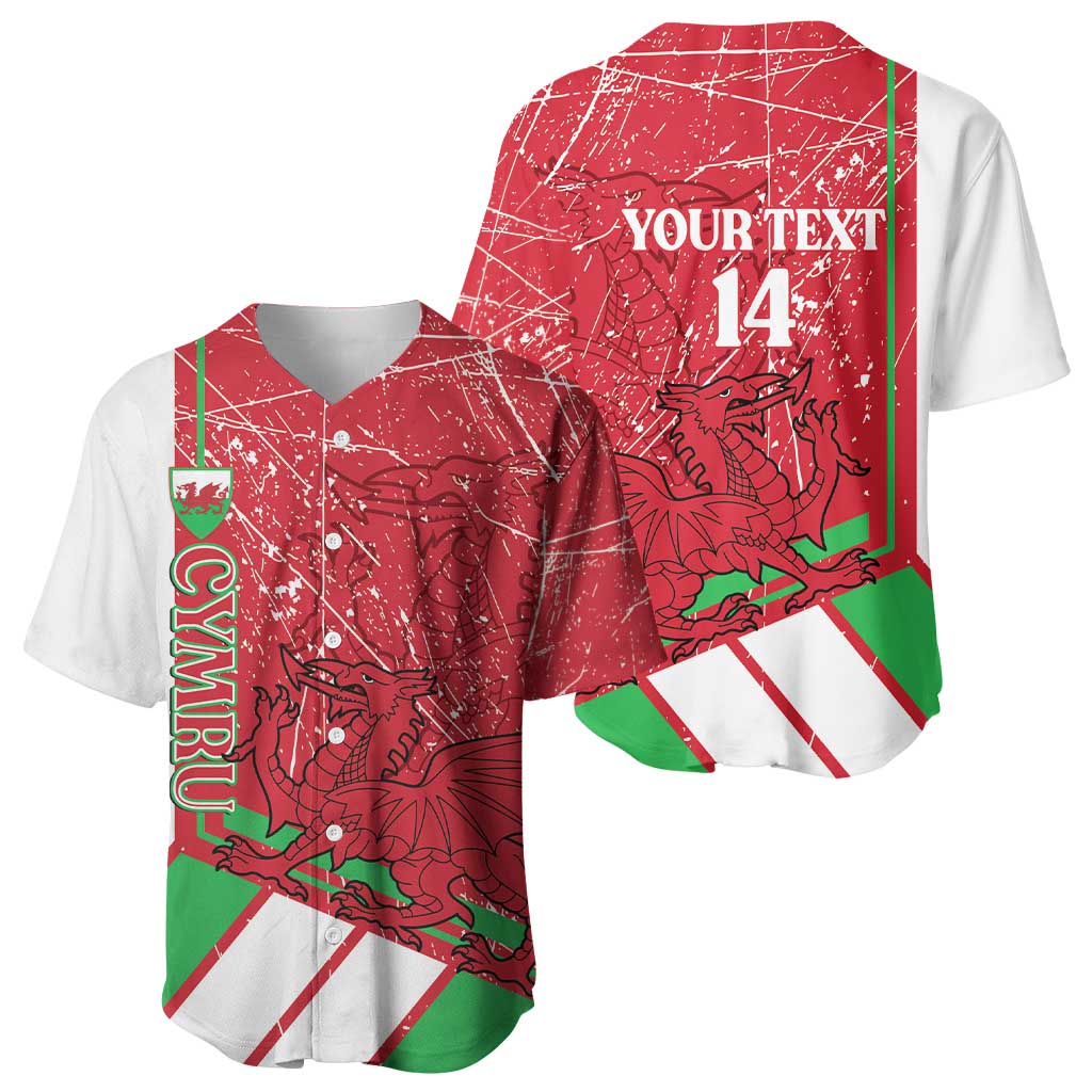 Wales Football Custom Baseball Jersey 2026 Come On Cymru Grunge Style - Wonder Print Shop