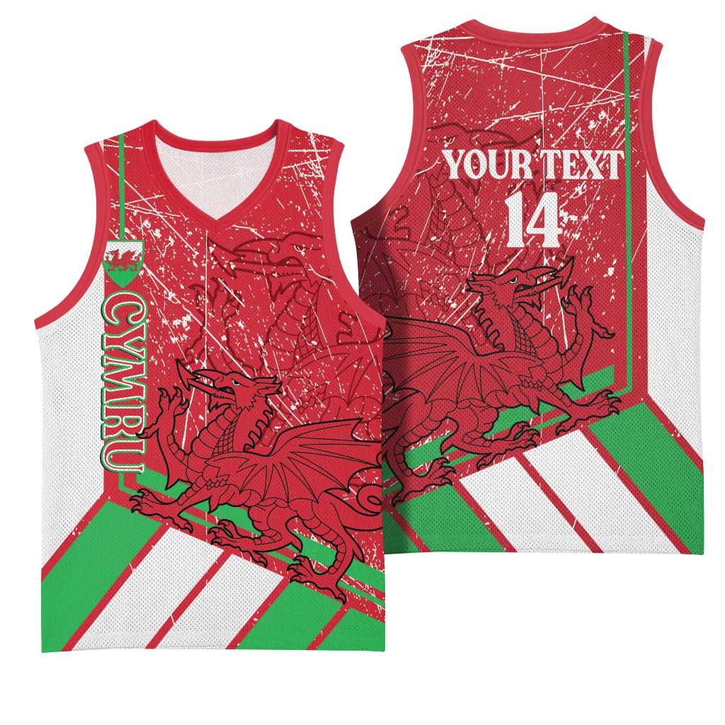Wales Football Custom Basketball Jersey 2026 Come On Cymru Grunge Style - Wonder Print Shop