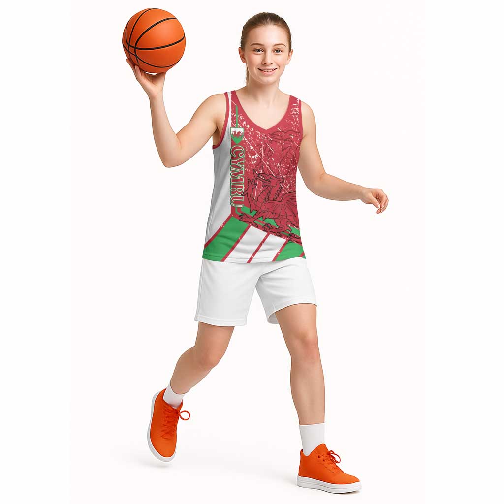 Wales Football Custom Basketball Jersey 2026 Come On Cymru Grunge Style - Wonder Print Shop