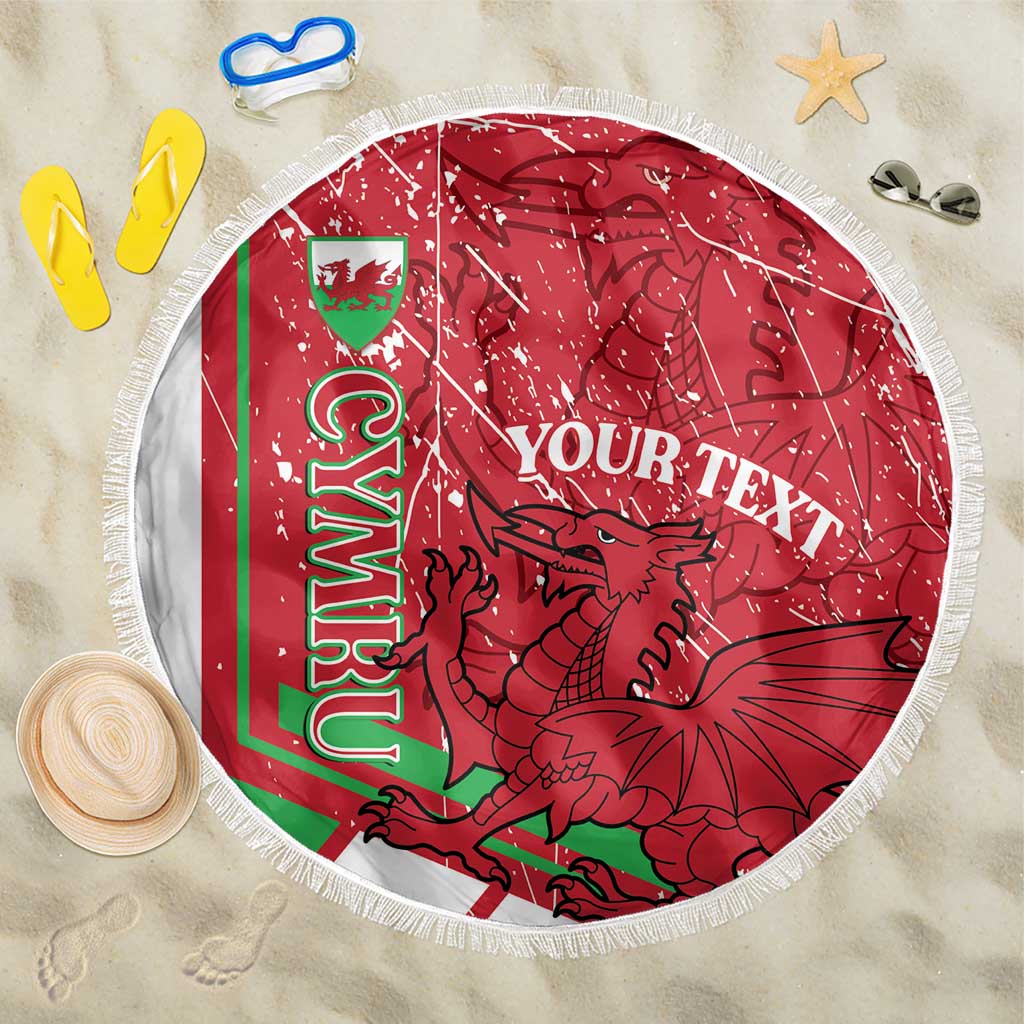 Wales Football Custom Beach Blanket 2026 Come On Cymru Grunge Style - Wonder Print Shop