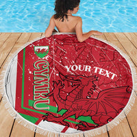 Wales Football Custom Beach Blanket 2026 Come On Cymru Grunge Style - Wonder Print Shop
