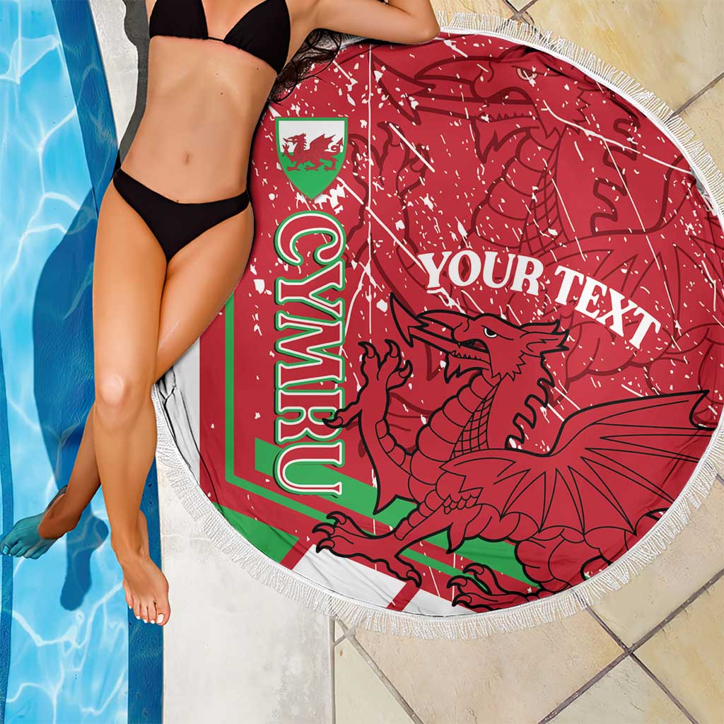 Wales Football Custom Beach Blanket 2026 Come On Cymru Grunge Style - Wonder Print Shop