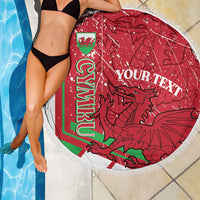 Wales Football Custom Beach Blanket 2026 Come On Cymru Grunge Style - Wonder Print Shop