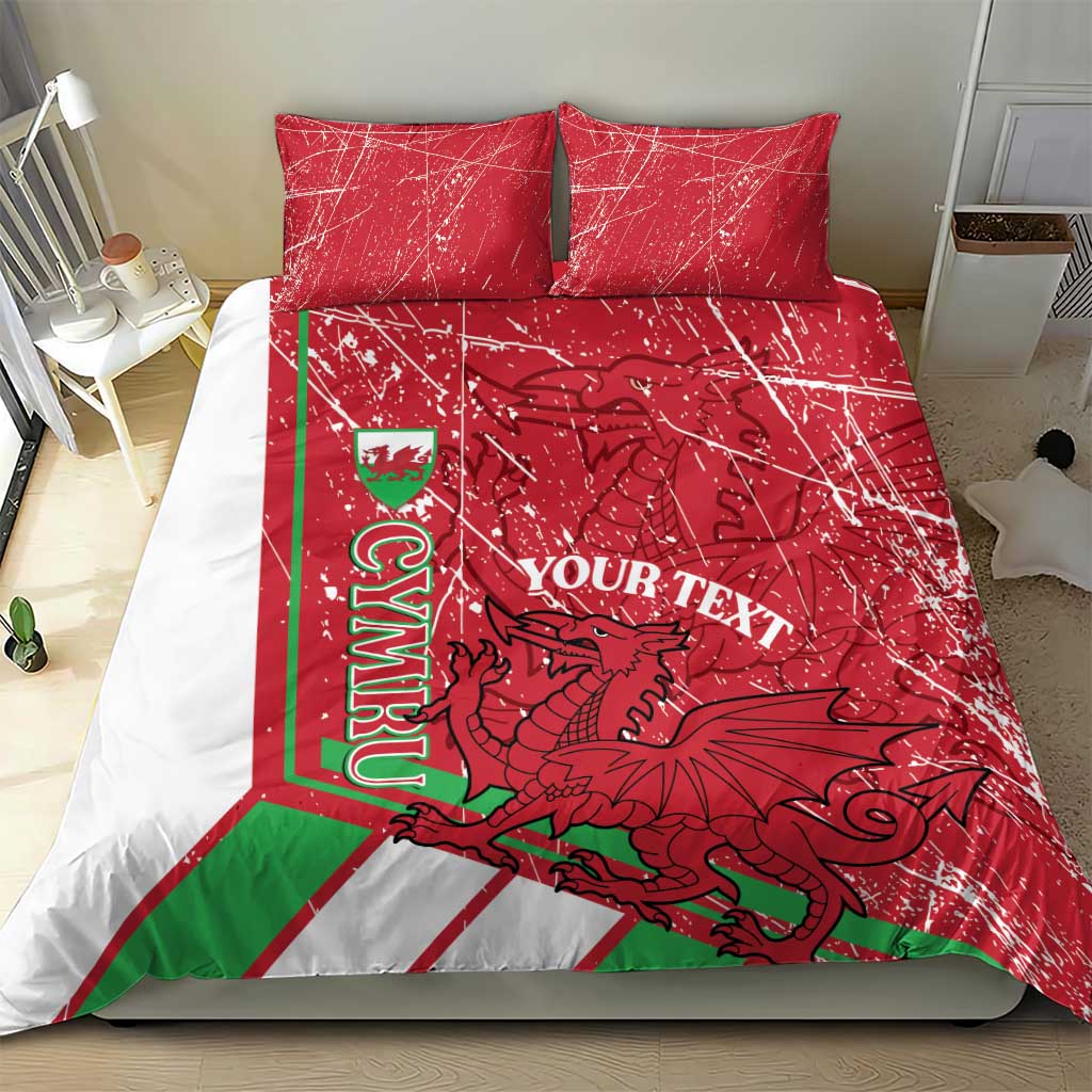 Wales Football Custom Bedding Set 2026 Come On Cymru Grunge Style - Wonder Print Shop