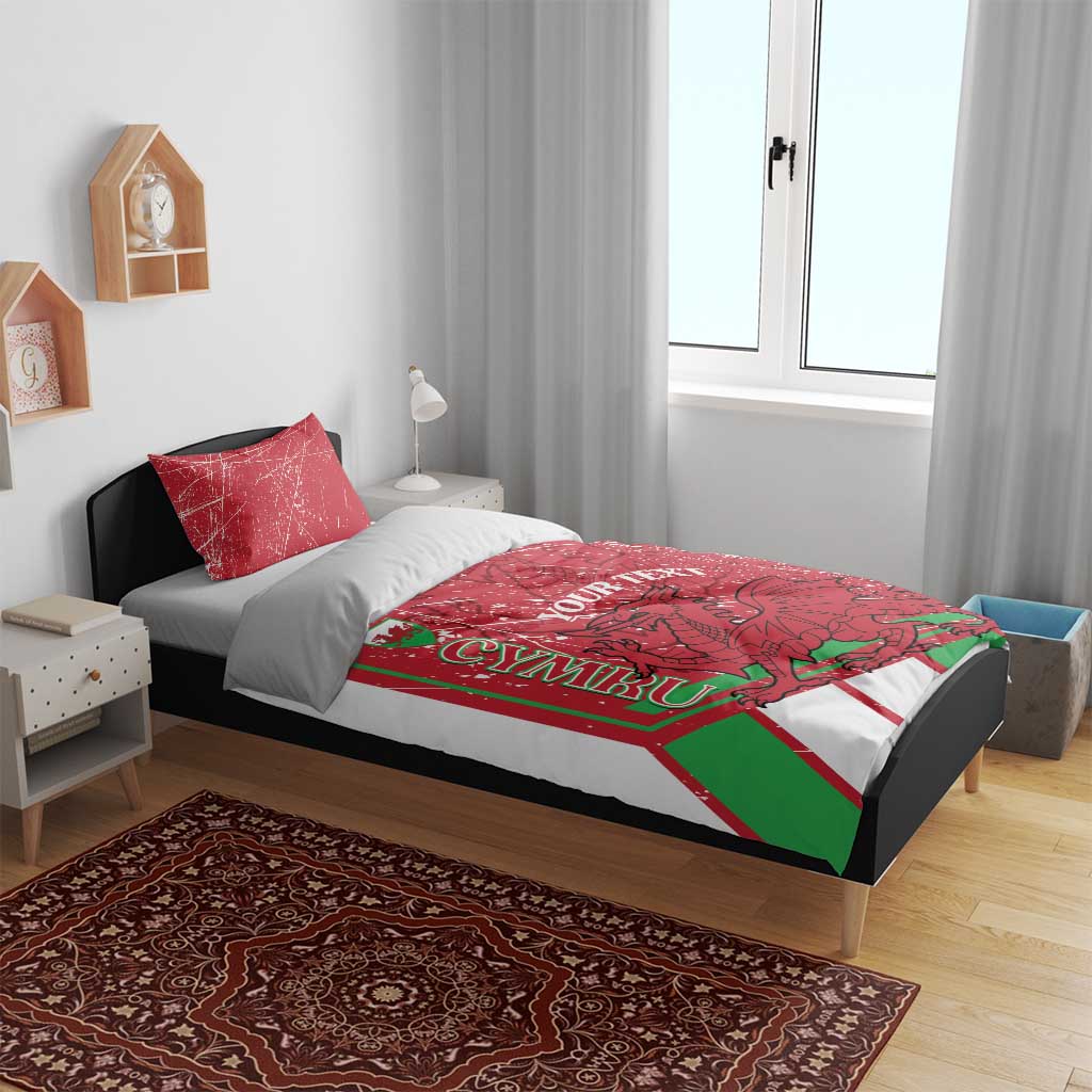 Wales Football Custom Bedding Set 2026 Come On Cymru Grunge Style - Wonder Print Shop