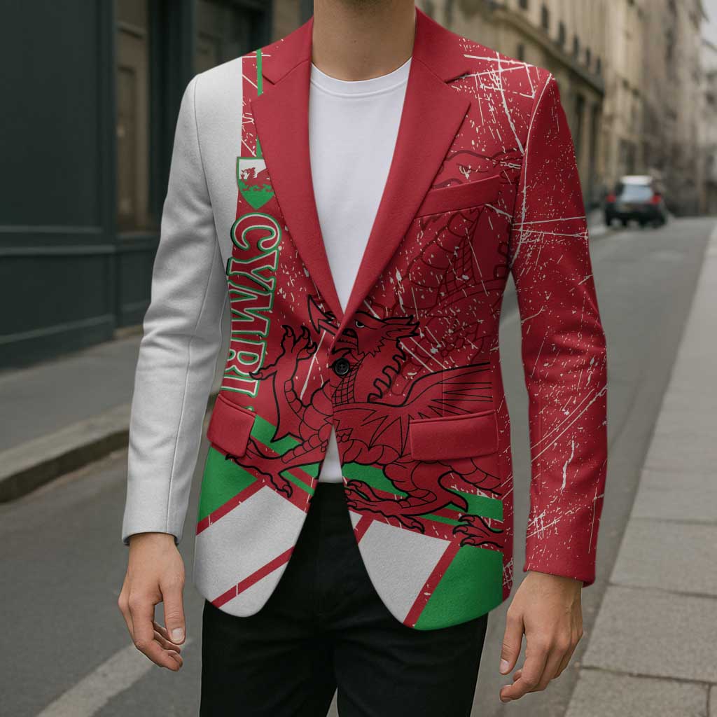 Wales Football Custom Blazer 2026 Come On Cymru Grunge Style - Wonder Print Shop