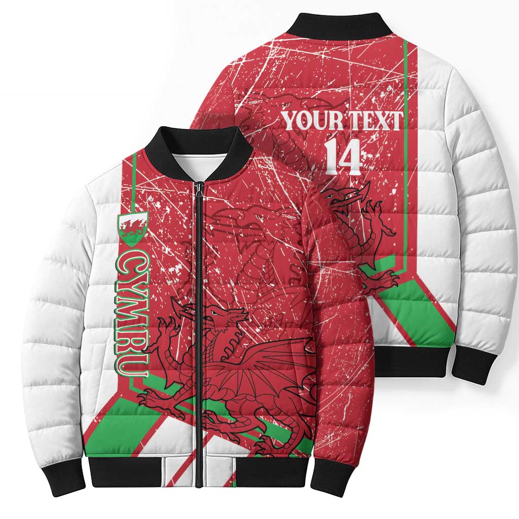 Wales Football Custom Bomber Puffer Jacket 2026 Come On Cymru Grunge Style - Wonder Print Shop