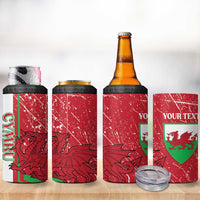Wales Football Custom 4 in 1 Can Cooler Tumbler 2026 Come On Cymru Grunge Style - Wonder Print Shop