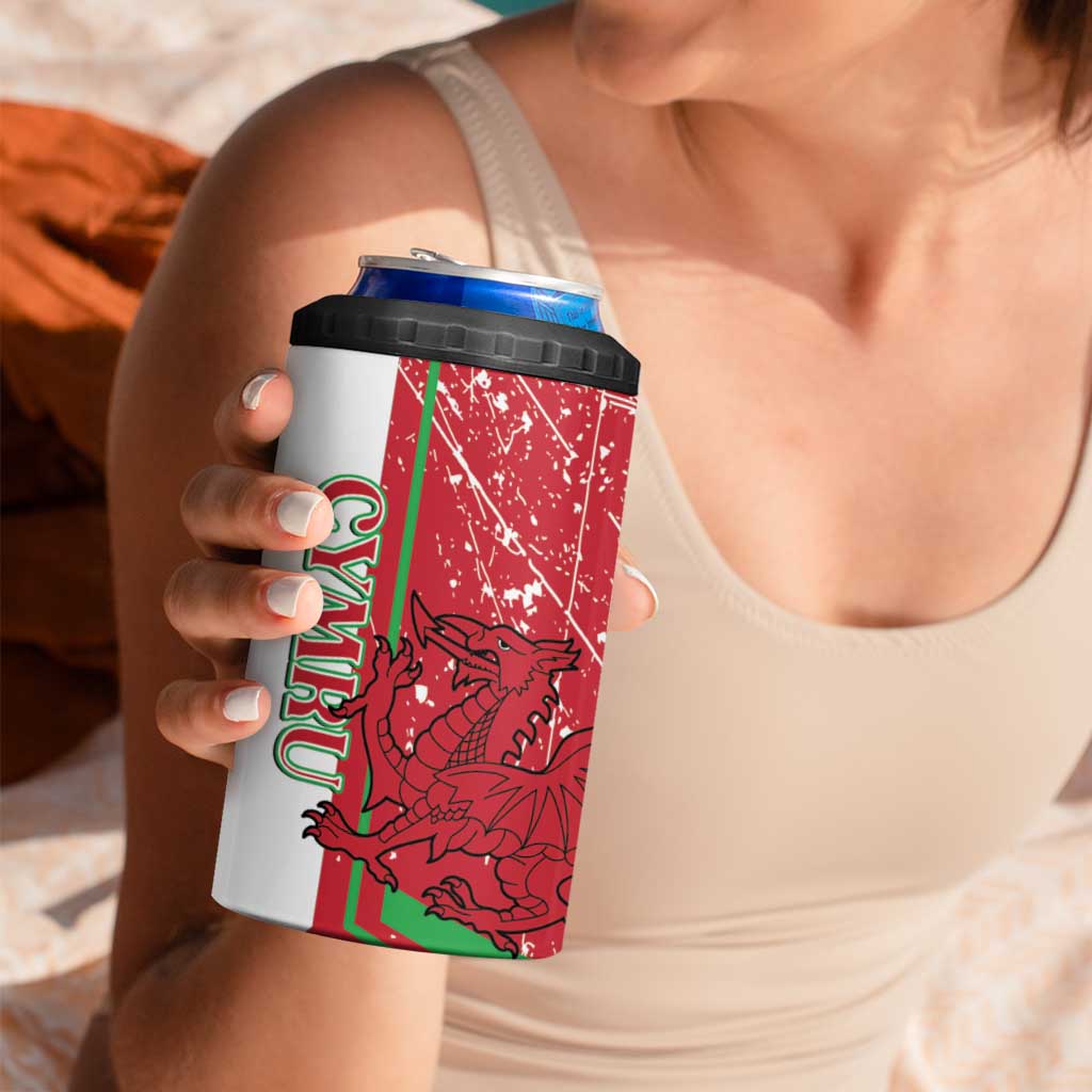 Wales Football Custom 4 in 1 Can Cooler Tumbler 2026 Come On Cymru Grunge Style - Wonder Print Shop