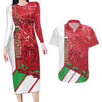 Wales Football Custom Couples Matching Long Sleeve Bodycon Dress and Hawaiian Shirt 2026 Come On Cymru Grunge Style - Wonder Print Shop