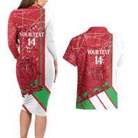 Wales Football Custom Couples Matching Long Sleeve Bodycon Dress and Hawaiian Shirt 2026 Come On Cymru Grunge Style - Wonder Print Shop