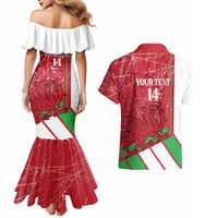 Wales Football Custom Couples Matching Mermaid Dress and Hawaiian Shirt 2026 Come On Cymru Grunge Style - Wonder Print Shop