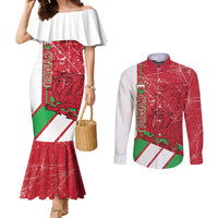 Wales Football Custom Couples Matching Mermaid Dress and Long Sleeve Button Shirt 2026 Come On Cymru Grunge Style - Wonder Print Shop