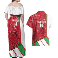 Wales Football Custom Couples Matching Off Shoulder Maxi Dress and Hawaiian Shirt 2026 Come On Cymru Grunge Style - Wonder Print Shop