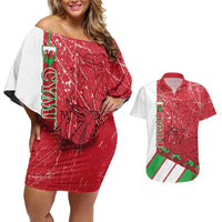 Wales Football Custom Couples Matching Off Shoulder Short Dress and Hawaiian Shirt 2026 Come On Cymru Grunge Style - Wonder Print Shop