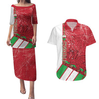 Wales Football Custom Couples Matching Puletasi and Hawaiian Shirt 2026 Come On Cymru Grunge Style - Wonder Print Shop