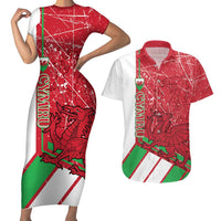Wales Football Custom Couples Matching Short Sleeve Bodycon Dress and Hawaiian Shirt 2026 Come On Cymru Grunge Style - Wonder Print Shop
