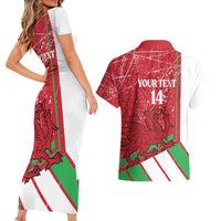 Wales Football Custom Couples Matching Short Sleeve Bodycon Dress and Hawaiian Shirt 2026 Come On Cymru Grunge Style - Wonder Print Shop