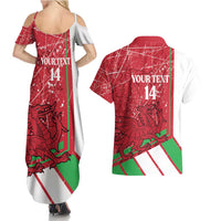 Wales Football Custom Couples Matching Summer Maxi Dress and Hawaiian Shirt 2026 Come On Cymru Grunge Style - Wonder Print Shop