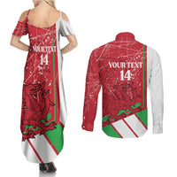 Wales Football Custom Couples Matching Summer Maxi Dress and Long Sleeve Button Shirt 2026 Come On Cymru Grunge Style - Wonder Print Shop