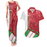 Wales Football Custom Couples Matching Tank Maxi Dress and Hawaiian Shirt 2026 Come On Cymru Grunge Style - Wonder Print Shop