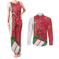 Wales Football Custom Couples Matching Tank Maxi Dress and Long Sleeve Button Shirt 2026 Come On Cymru Grunge Style - Wonder Print Shop
