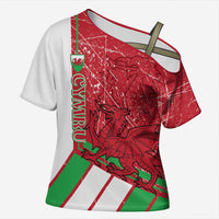 Wales Football Custom Cross Shoulder Shirt 2026 Come On Cymru Grunge Style - Wonder Print Shop
