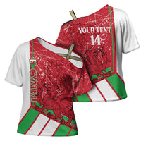Wales Football Custom Cross Shoulder Shirt 2026 Come On Cymru Grunge Style - Wonder Print Shop