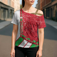 Wales Football Custom Cross Shoulder Shirt 2026 Come On Cymru Grunge Style - Wonder Print Shop