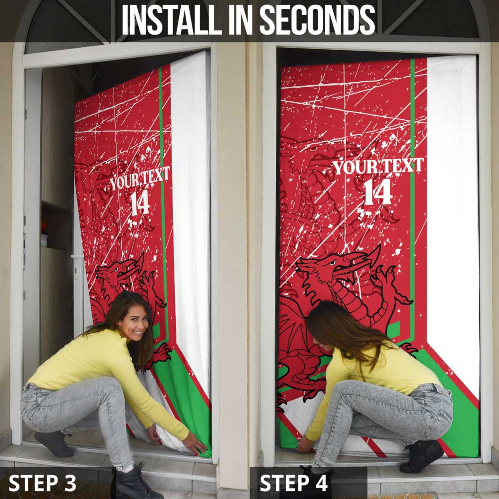 Wales Football Custom Door Cover 2026 Come On Cymru Grunge Style - Wonder Print Shop